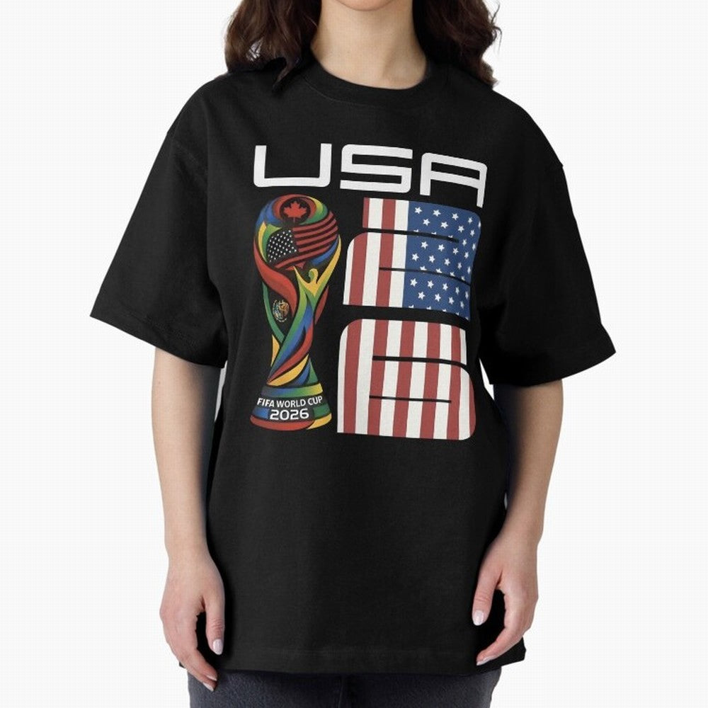 USA World Cup 2026 Host Nation Soccer Design Oversized T-Shirt Relive Global Football Passion for FIFA World Cup 2026, Celebrating CR7 and Messi, England and Germany, Tournament Hype, Historic Matchups, Family Viewing Parties and Global Sports