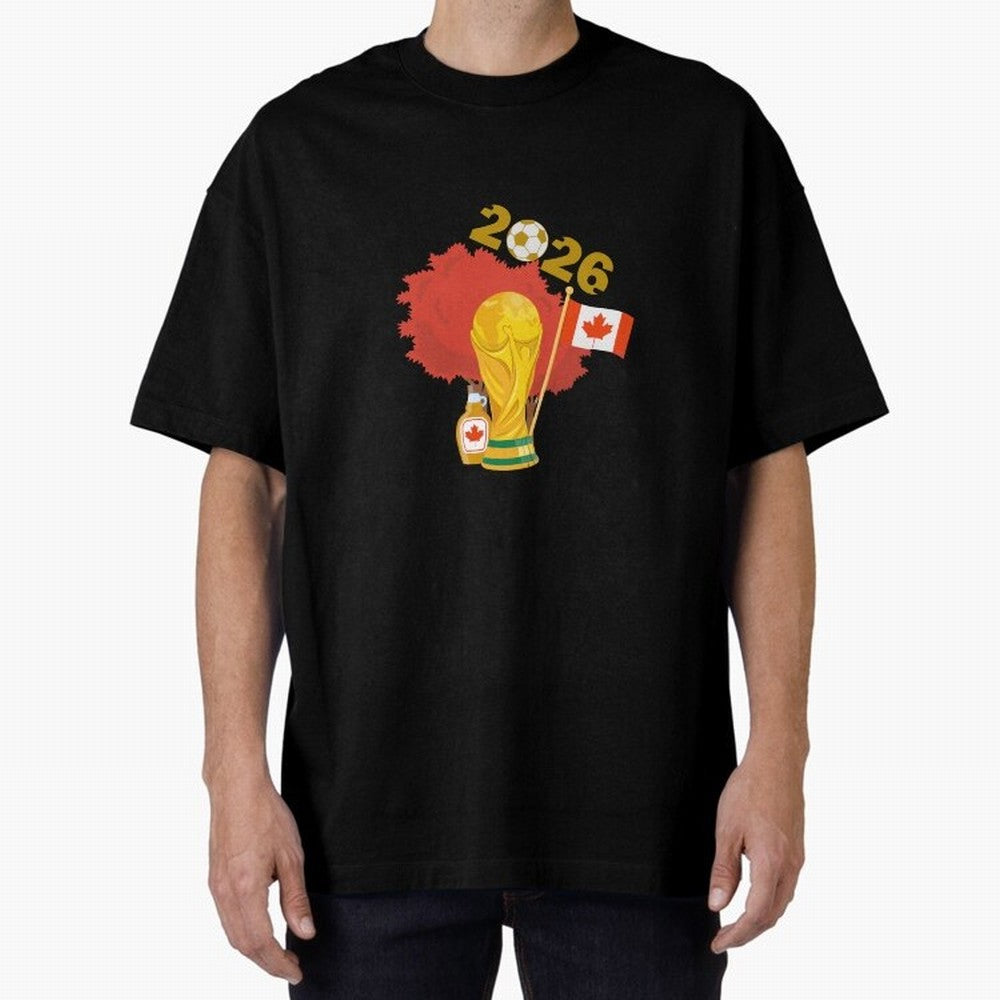 Canada 2026 Football Championship Golden Oversized T-Shirt Honor the Beautiful Game during Match Day Hype around FIFA World Cup 2026 Group Stage, Messi and Cristiano Ronaldo, France and Portugal, Champion Mindset, Group Stage Buzz, Knockout Tension