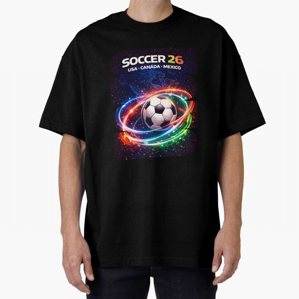 North America Soccer 2026 Shirt, Soccer 26 USA Canada Mexico Fan Tee, United 2026 Soccer Graphic - Bold Oversized T-Shirt Make Your Look Match FIFA World Cup 2026 Spirit, Driven by Argentina and Brazil, Messi, CR7 and Mbappe, Classic Soccer