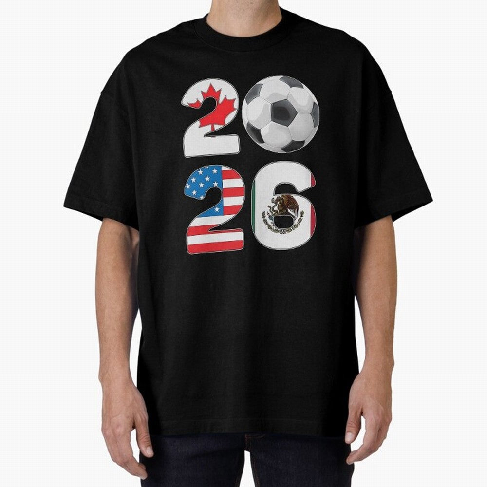 2026 North America Football Massive Event Soccer Ball Oversized T-Shirt Celebrate the Stars of Global Football Passion for FIFA World Cup 2026 Group Stage, Driven by CR7 and Messi, Germany, Soccer Culture, Superstar Moments, National Team Dreams