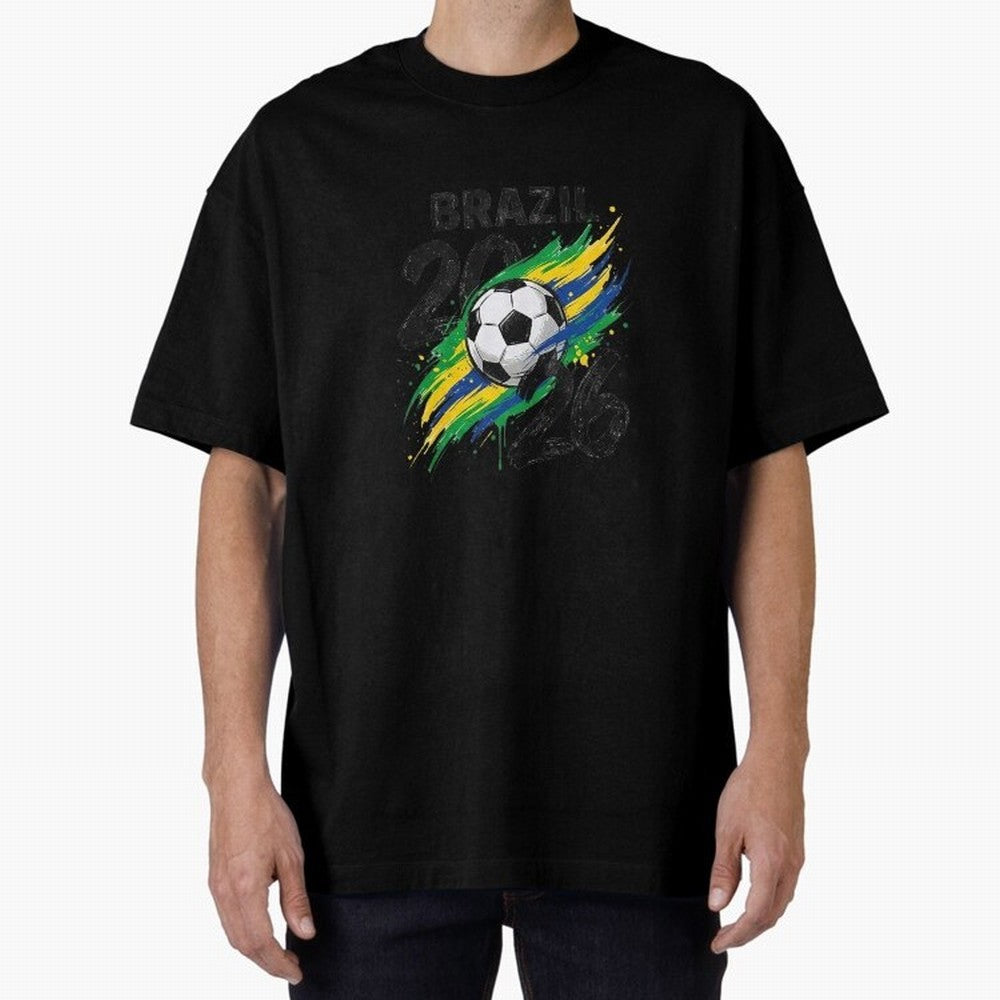 Brazil Soccer 2026 Fan Shirt ¨C Brazil Football Supporter Oversized T-Shirt Celebrate Fan Favorites in FIFA World Cup 2026 USA Canada Mexico Spirit, Capturing France and Portugal, Messi, Neymar and Mbappe, Supporter Pride, Iconic Celebrations,