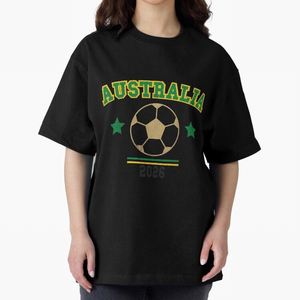 Australia 2026 ¡ª Vintage Soccer Tee Oversized T-Shirt Turn Up for Match Day Hype around FIFA World Cup 2026, Messi, CR7 and Mbappe, Brazil, Portugal and Argentina, Retro Football Energy, Iconic Rivalries, Trophy Chase Drama and Stadium Atmosphere;