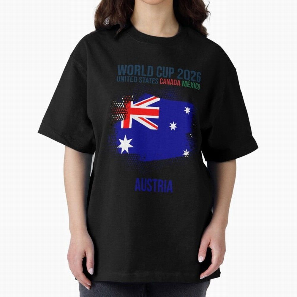 AUSTRIA WORLD CUP 2026 Oversized T-Shirt Show Passion for the Stars of FIFA World Cup 2026 for Fans of Mbappe and Neymar and Argentina, France and Brazil, Bringing Game Day Rituals, Football Legends, Country Pride and the Road to the Final; Perfect