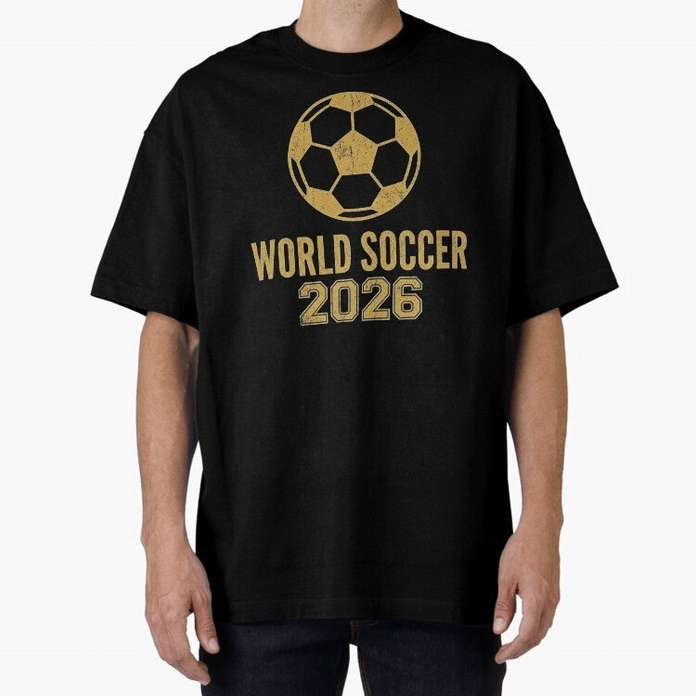 Retro World Soccer 2026 Design Oversized T-Shirt Enjoy the Biggest Football Party of FIFA World Cup 2026 Group Stage Filled with Messi, Neymar and Mbappe, Netherlands Energy, Goal Celebration Energy, Supporter Heritage, Football Icons and Worldwide