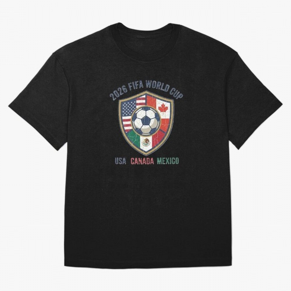 North America United Soccer 2026 Vintage Crest Oversized T-Shirt Make Your Look Match FIFA World Cup 2026 USA Canada Mexico with Messi, CR7 and Mbappe, France Energy, Goal Celebration Energy, Supporter Heritage, Football Icons and Worldwide