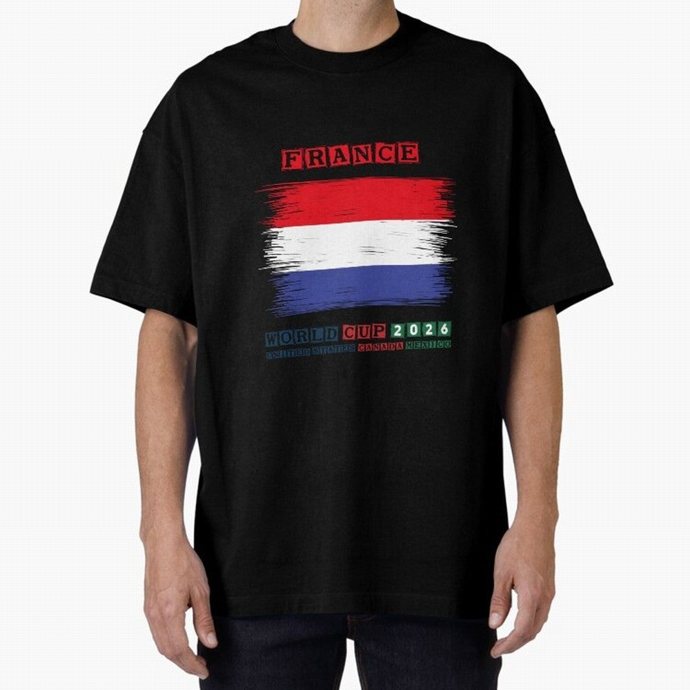 FRANCE WORLD CUP 2026 Oversized T-Shirt Bring Trophy Dreams to Global Football Passion for FIFA World Cup 2026, with CR7 and Messi, England, Retro Football Energy, Iconic Rivalries, Trophy Chase Drama and Stadium Atmosphere; Made for Collectors Who
