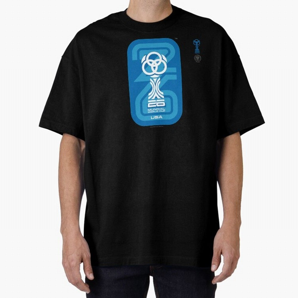 Mundial 26 USA Fan Trophy ¨C Retro Soccer World Cup Inspired Graphic ¨C Modern Football Art Design Oversized T-Shirt Share Global Football Passion for FIFA World Cup 2026 Group Stage, Celebrating Mbappe and Neymar, England, France and Netherlands,
