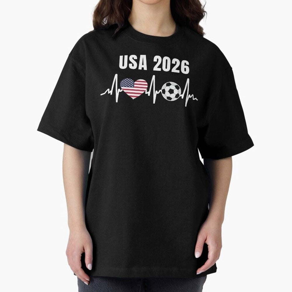 Soccer USA 2026 American Flag America World Cup Fan Gift Oversized T-Shirt Honor the Football Icons of FIFA World Cup 2026 Group Stage Spirit, Filled with England and Germany, Haaland and Mbappe, Fan Favorite Moments, National Team Passion, Big