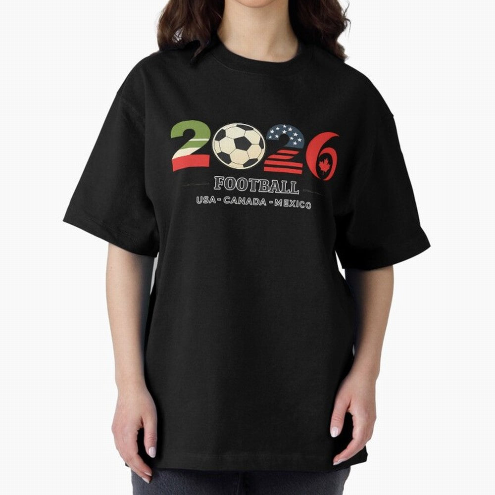 Football 2026 Usa Canada Mexico Oversized T-Shirt Stand Out with Spirit from FIFA World Cup 2026 Group Stage Spirit, Centered on Brazil, Portugal and Argentina, Neymar, Soccer Culture, Superstar Moments, National Team Dreams and Competitive Fire;