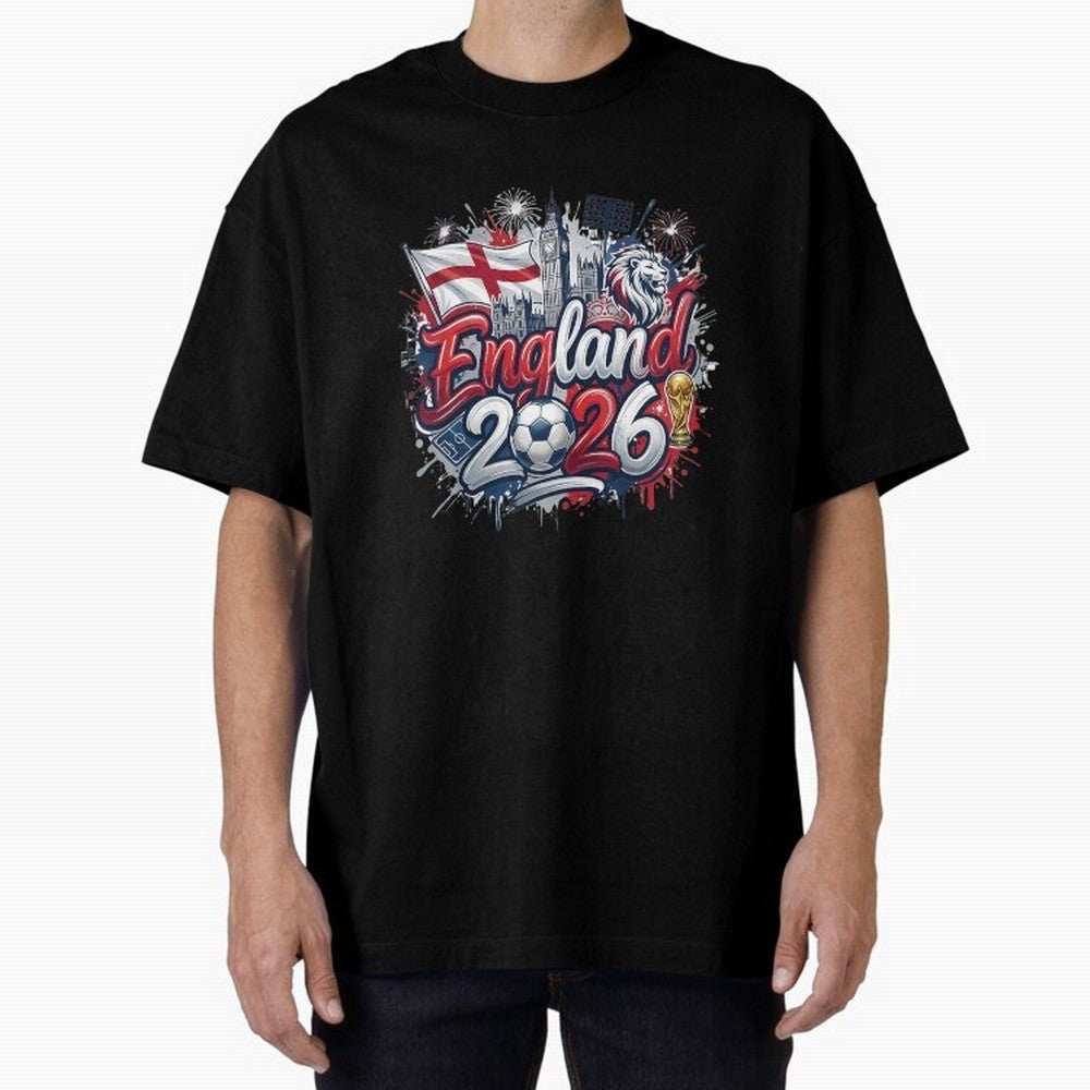England World Cup 2026 Football Legacy Oversized T-Shirt Bring Home FIFA World Cup 2026 Featuring Messi, CR7 and Mbappe, Argentina, France and Brazil Energy, Match Day Excitement, Supporter Culture, Golden Goals and Global Football Passion; Great