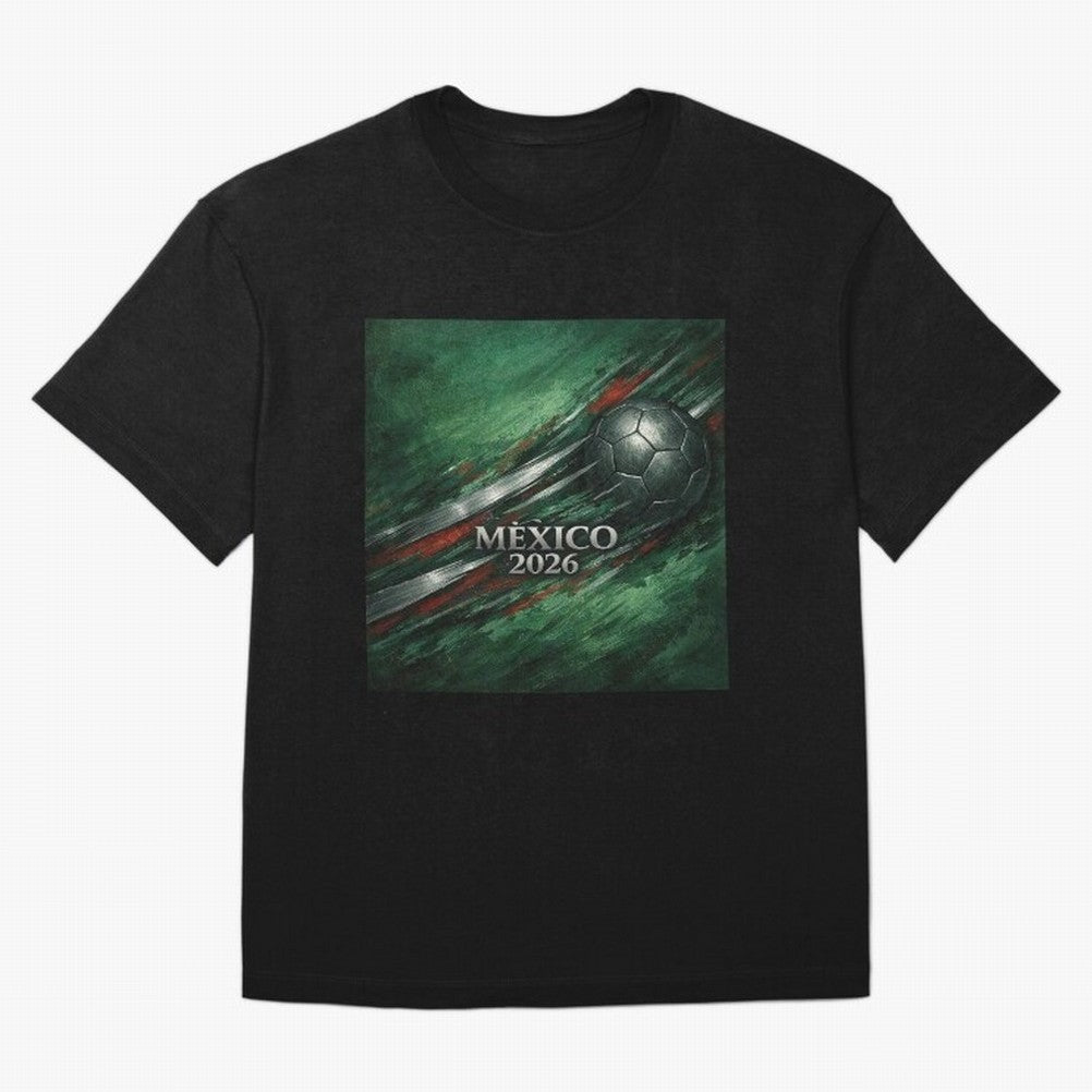 Mexico 2026 Football with Metallic Silver Line Oversized T-Shirt Upgrade Match Day Hype around FIFA World Cup 2026, Messi, CR7 and Mbappe, Netherlands, Football History, Final Match Energy, Crowd Noise and Once in a Lifetime Moments; Perfect for