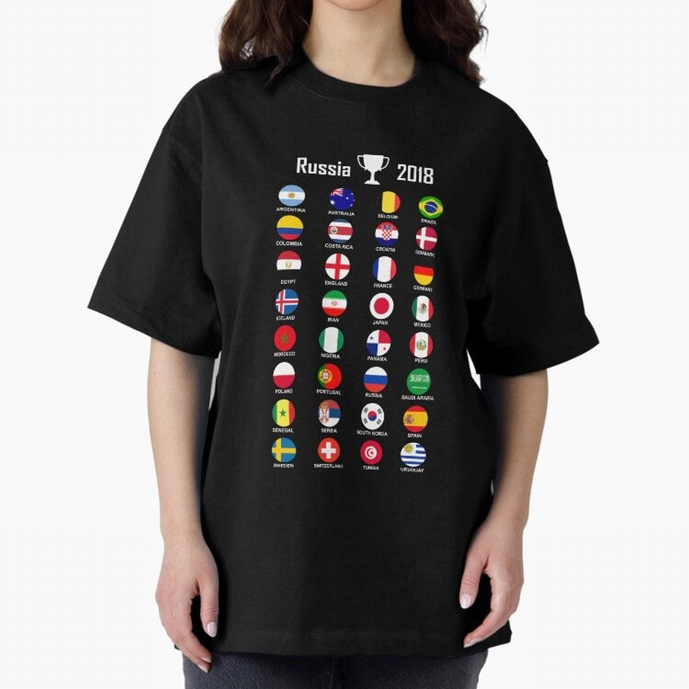 Russia 2018 Football Soccer Championship Oversized T-Shirt Celebrate Global Football Passion for FIFA World Cup 2026 USA Canada Mexico, Centered on Messi, England, Worldwide Fan Energy, Dramatic Goals, Stadium Lights and Championship Celebrations;