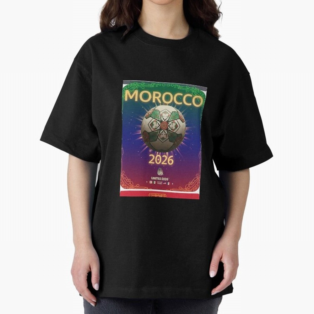 Morocco 2026 World Cup - Traditional Zellige Football Oversized T-Shirt Fuel FIFA World Cup 2026 Spirit, Celebrating Germany, Cristiano Ronaldo, Haaland and CR7, Stadium Memories, Football Loyalty, International Chants and Championship Tradition;