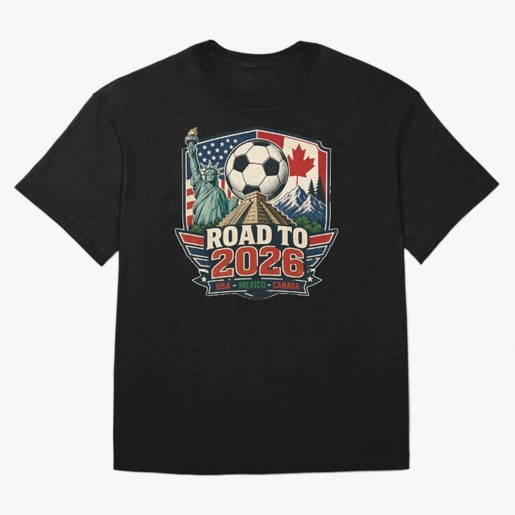 Road to 2026 USA Mexico Canada Soccer Design Oversized T-Shirt Represent the Passion of FIFA World Cup 2026 Group Stage Built around CR7 and Messi, Netherlands Energy, Football History, Final Match Energy, Crowd Noise and Once in a Lifetime