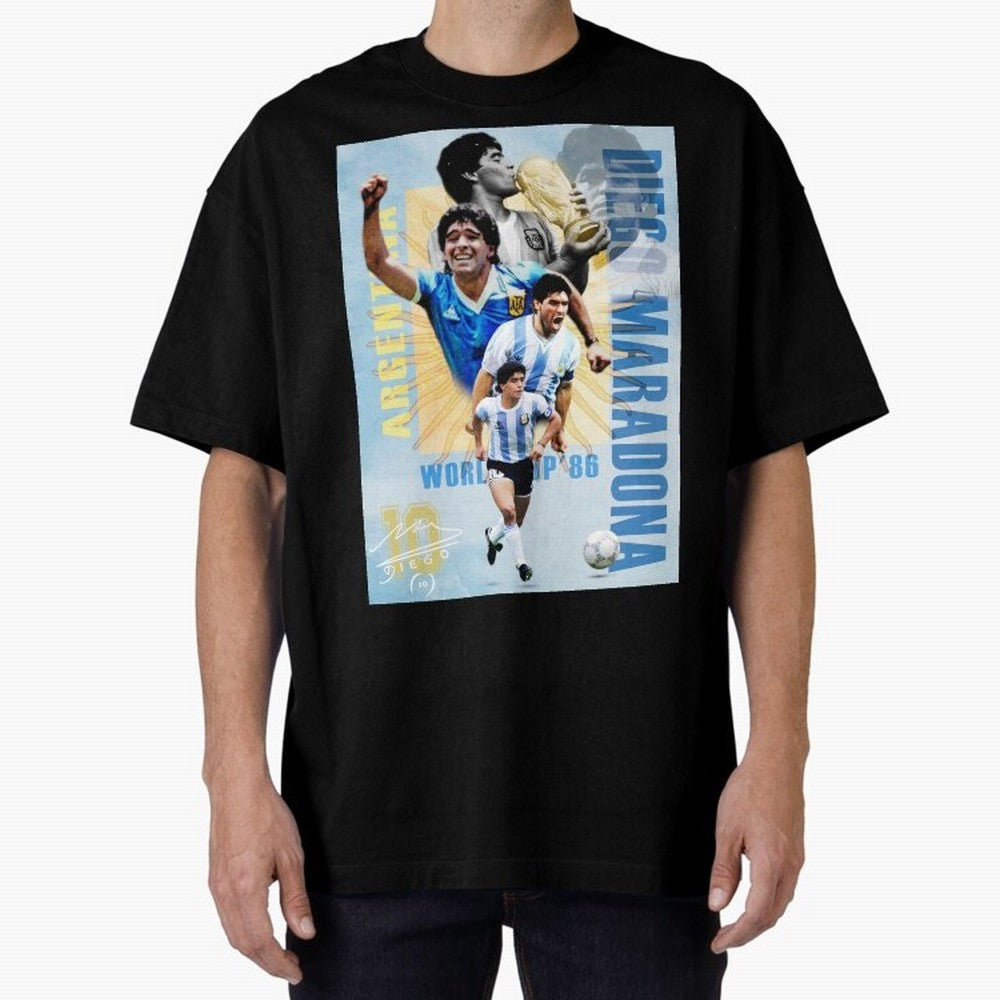 Diego Maradona Argentina Poster - Iconic World Cup Legend Art Print Oversized T-Shirt Celebrate Fan Culture around Match Day Hype around FIFA World Cup 2026, CR7 and Messi, Argentina and Brazil, Stadium Memories, Football Loyalty, International