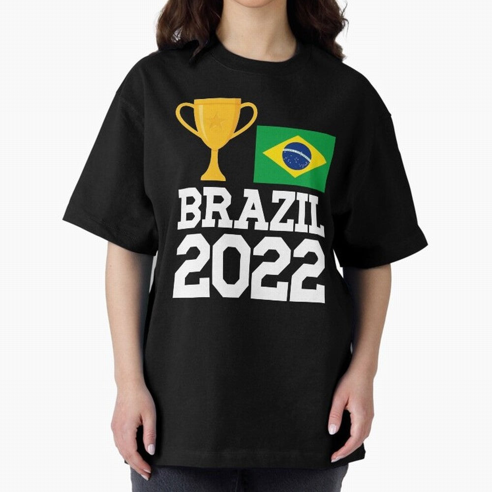 Brazil Soccer Team Fan Football Brazilian Flag 2022 T-Shirt - Brazil T shirt Soccer - Brazil Flag Vintage - Brazilian Oversized T-Shirt Show Your Tournament Heart for FIFA World Cup 2026 USA Canada Mexico Centered on Mbappe and Neymar, Brazil
