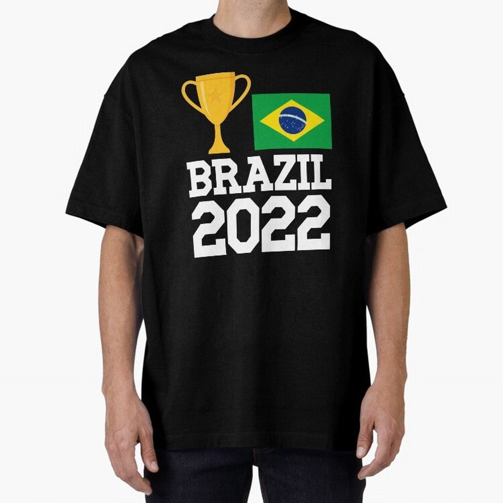 Brazil Soccer Team Fan Football Brazilian Flag 2022 T-Shirt - Brazil T shirt Soccer - Brazil Flag Vintage - Brazilian Oversized T-Shirt Show Your Tournament Heart for FIFA World Cup 2026 USA Canada Mexico Centered on Mbappe and Neymar, Brazil
