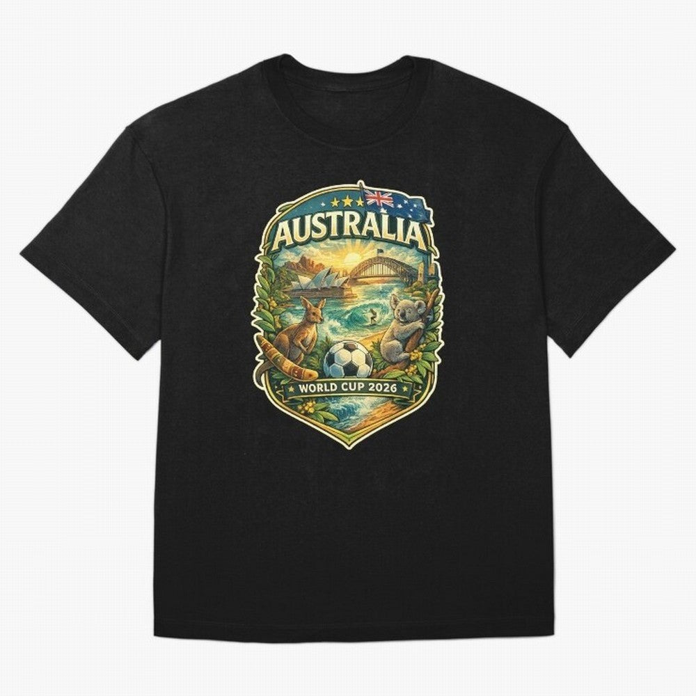 Australia FIFA World Cup 2026 Sydney Opera House Outback Kangaroo Coast Oversized T-Shirt Remember Iconic Moments from Match Day Hype around FIFA World Cup 2026, Messi, CR7 and Mbappe, England, France and Netherlands, Global Supporter Spirit,