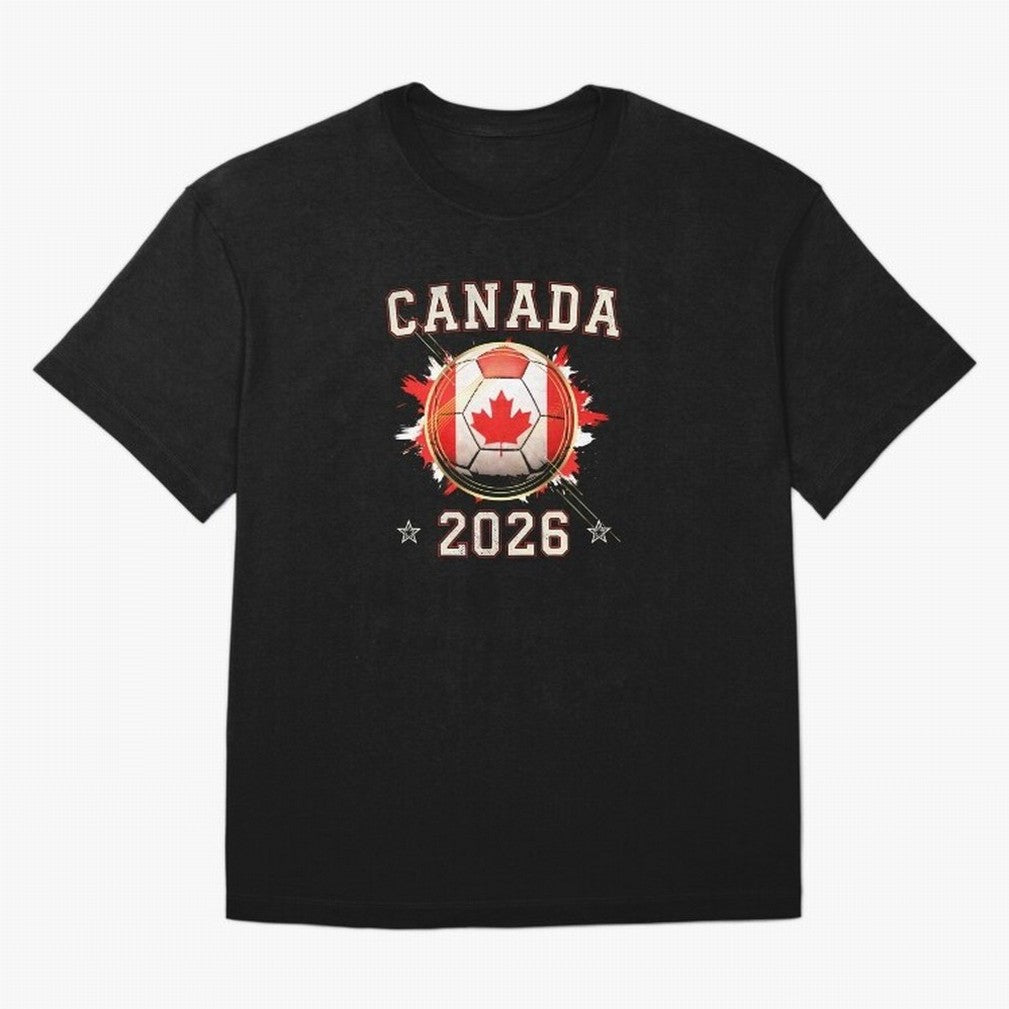 Front Print Canada Soccer World Cup 2026 - Canadian Fan Gift T-Shirt_84561562 Oversized T-Shirt Show Up for the Glory of Global Football Passion for FIFA World Cup 2026 Group Stage, Filled with Messi, Neymar and Mbappe, Brazil, Portugal and
