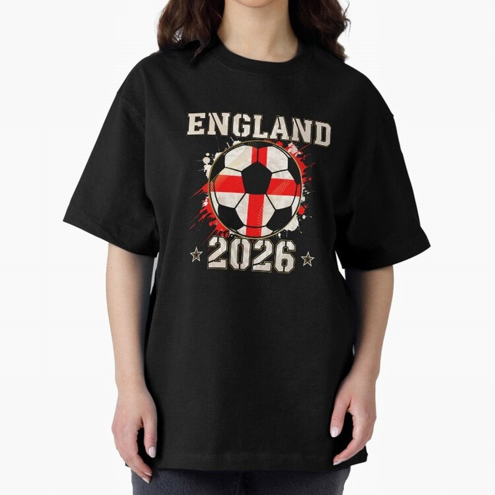 Front Print England Soccer World Cup 2026 - English Fan Gift T-Shirt_84562392 Oversized T-Shirt Celebrate Football Heritage in Match Day Hype around FIFA World Cup 2026 Group Stage, Cristiano Ronaldo, Haaland and CR7, Spain, Game Day Rituals,