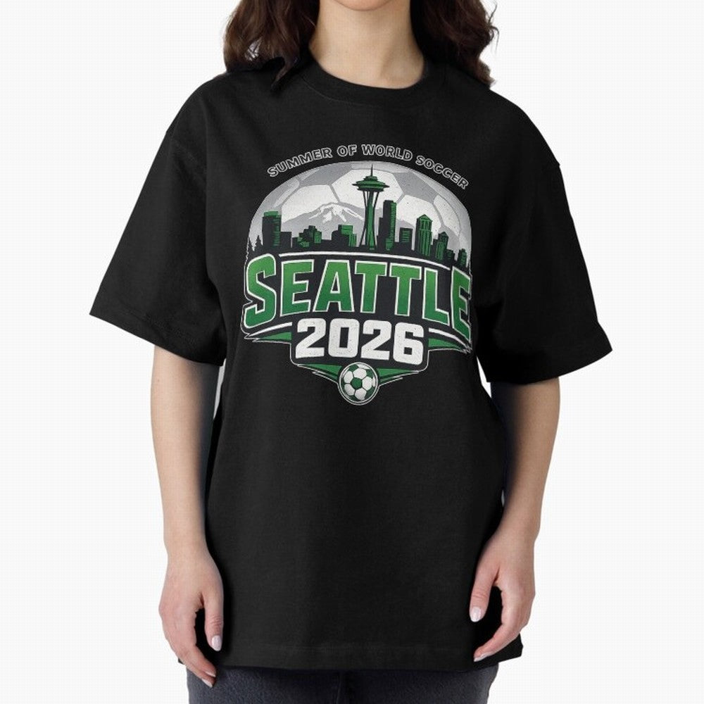 World Soccer Tournament Cup 2026 Seattle Oversized T-Shirt Celebrate the Stars of Global Football Passion for FIFA World Cup 2026 USA Canada Mexico, with Neymar, Argentina, Goal Celebration Energy, Supporter Heritage, Football Icons and Worldwide