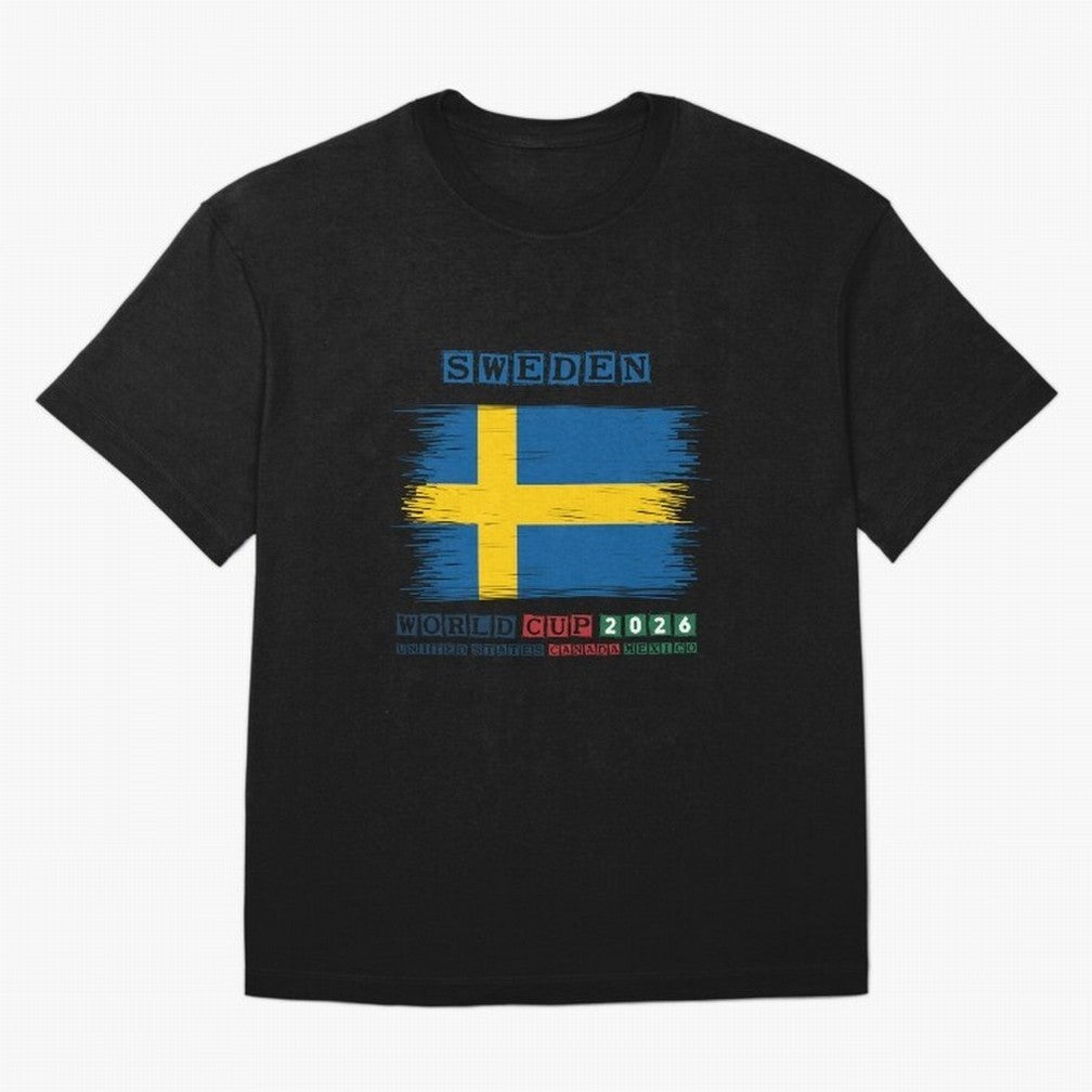 SWEDEN WORLD CUP 2026 Oversized T-Shirt Support Iconic Players in Global Football Passion for FIFA World Cup 2026, Driven by CR7, France and Portugal, Champion Mindset, Group Stage Buzz, Knockout Tension and Passionate Fan Culture; Perfect for