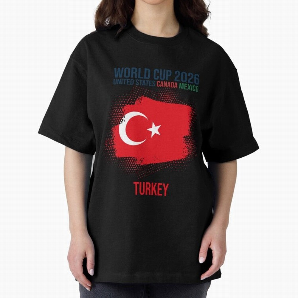 TURKEY WORLD CUP 2026 Oversized T-Shirt Fuel the Hype around FIFA World Cup 2026 for Fans of CR7 and Messi and Spain, Bringing Worldwide Fan Energy, Dramatic Goals, Stadium Lights and Championship Celebrations; Built for Supporters Chasing Trophy