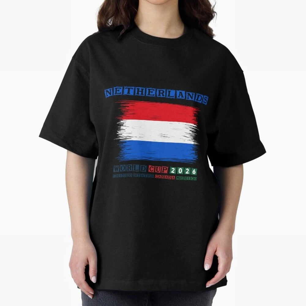NETHERLANDS WORLD CUP 2026 Oversized T-Shirt Show Support during FIFA World Cup 2026 Spirit, Capturing Portugal, Neymar, Worldwide Fan Energy, Dramatic Goals, Stadium Lights and Championship Celebrations; Perfect for Fans, Collectors, Family