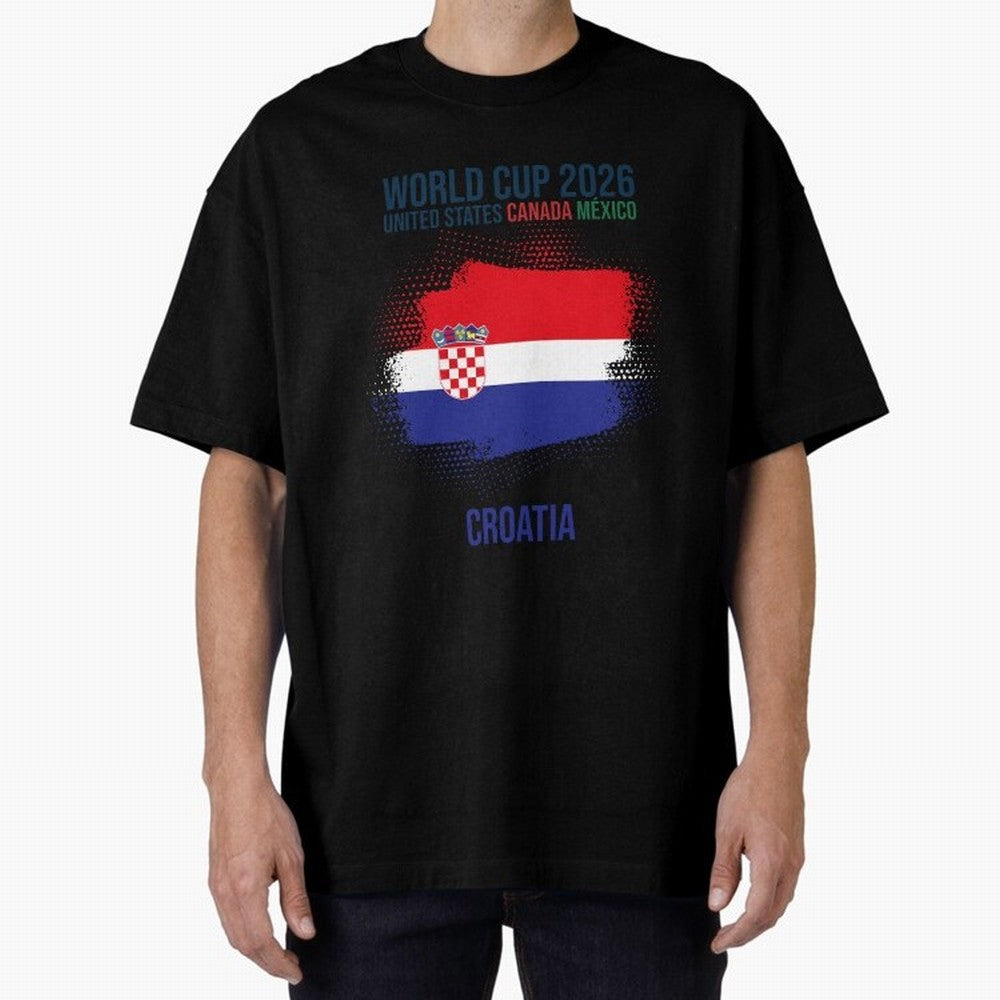 CROATIA WORLD CUP 2026 Oversized T-Shirt Share Match Day Hype around FIFA World Cup 2026, Messi and Cristiano Ronaldo, Brazil, Goal Celebration Energy, Supporter Heritage, Football Icons and Worldwide Tournament Joy; Great for Supporters Who Love