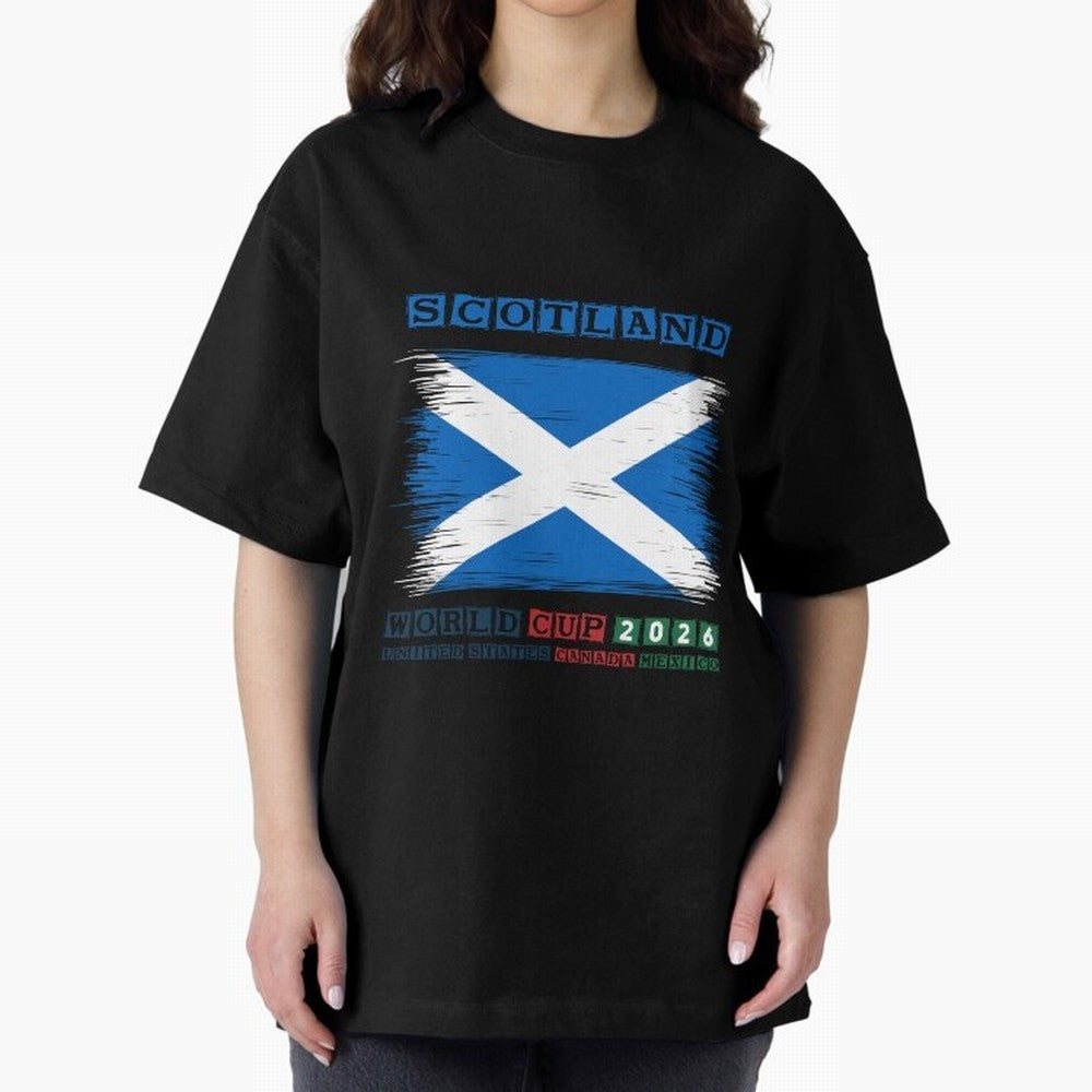 SCOTLAND WORLD CUP 2026 Oversized T-Shirt Bring FIFA World Cup 2026 USA Canada Mexico for Fans of CR7 and Messi and Argentina, Bringing Championship Spirit, Famous Goals, Roaring Crowds and International Football Unity; Created for Match Day