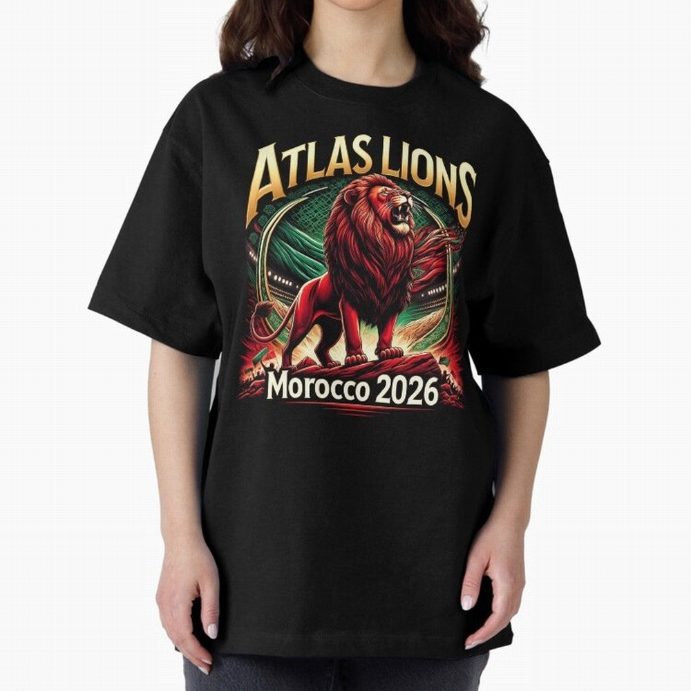 Morocco Football - World Cup 2026 Oversized T-Shirt Experience the Global Stage of Global Football Passion for FIFA World Cup 2026 Group Stage, with Cristiano Ronaldo, Netherlands, Soccer Culture, Superstar Moments, National Team Dreams and