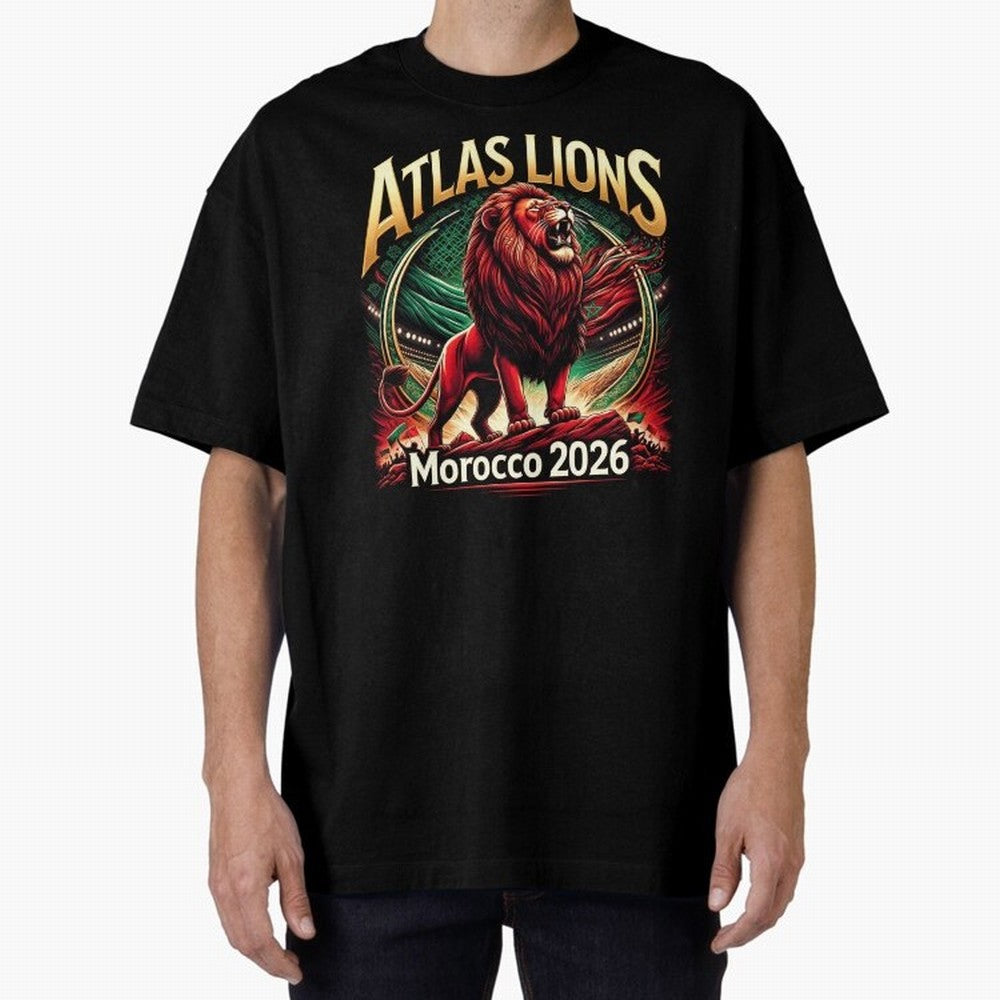 Morocco Football - World Cup 2026 Oversized T-Shirt Experience the Global Stage of Global Football Passion for FIFA World Cup 2026 Group Stage, with Cristiano Ronaldo, Netherlands, Soccer Culture, Superstar Moments, National Team Dreams and