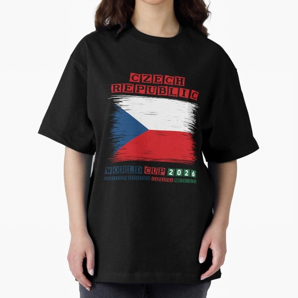 Czech Republic WORLD CUP 2026 Oversized T-Shirt Celebrate Rivalries and Pride in Match Day Hype around FIFA World Cup 2026, Haaland and Mbappe, France, Fan Favorite Moments, National Team Passion, Big Match Drama and Soccer History; Perfect for
