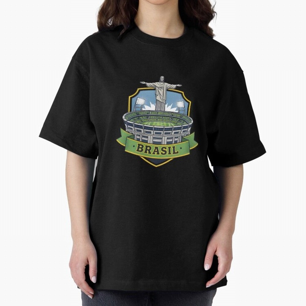 Brazil - World Cup 2026 Oversized T-Shirt Show Match Day Excitement for FIFA World Cup 2026 Group Stage for Fans of Messi, CR7 and Mbappe and Brazil, Bringing Football Festival Excitement, Trophy Ambitions, Country Rivalries and Star Player Buzz;