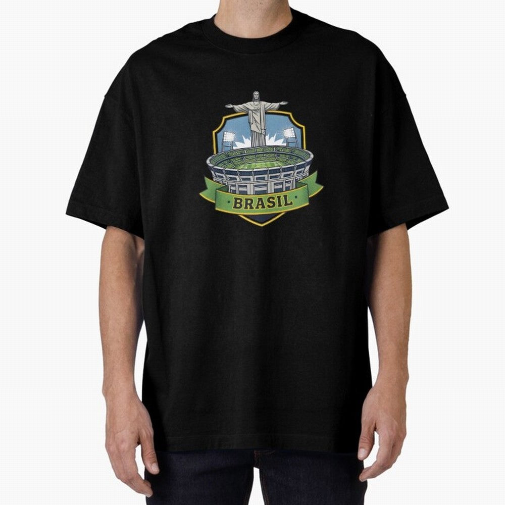 Brazil - World Cup 2026 Oversized T-Shirt Show Match Day Excitement for FIFA World Cup 2026 Group Stage for Fans of Messi, CR7 and Mbappe and Brazil, Bringing Football Festival Excitement, Trophy Ambitions, Country Rivalries and Star Player Buzz;