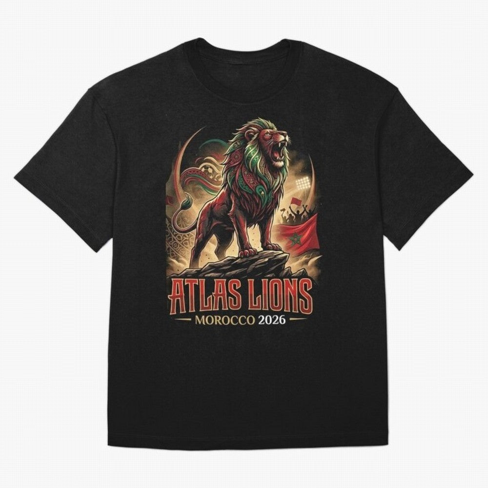 Morocco Team - World Cup 2026 Fan Oversized T-Shirt Show Up for the Glory of Global Football Passion for FIFA World Cup 2026 USA Canada Mexico, Featuring CR7, Spain, Worldwide Fan Energy, Dramatic Goals, Stadium Lights and Championship