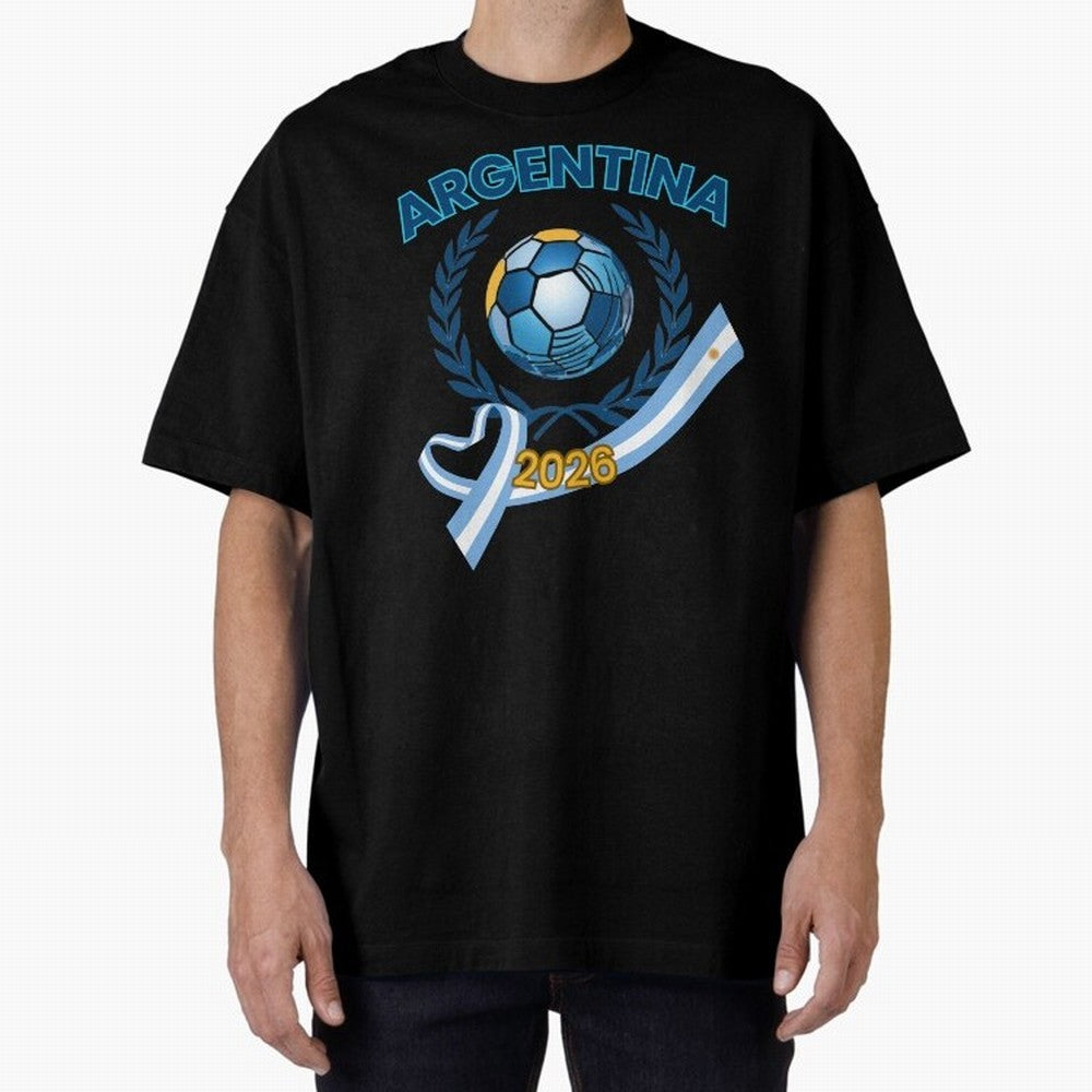 Argentina 2026 Oversized T-Shirt Celebrate the Biggest Stage of FIFA World Cup 2026 Inspired by Messi, Argentina, France and Brazil Energy, Worldwide Fan Energy, Dramatic Goals, Stadium Lights and Championship Celebrations; Perfect for Supporters