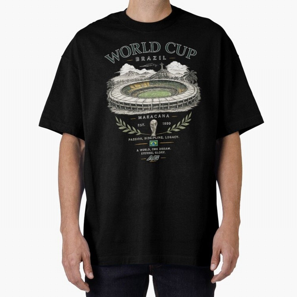 Brazil World Cup Maracana Streetwear Oversized T-Shirt Join the Global Buzz around Match Day Hype around FIFA World Cup 2026 USA Canada Mexico, Mbappe, Brazil, Portugal and Argentina, Fan Favorite Moments, National Team Passion, Big Match Drama and
