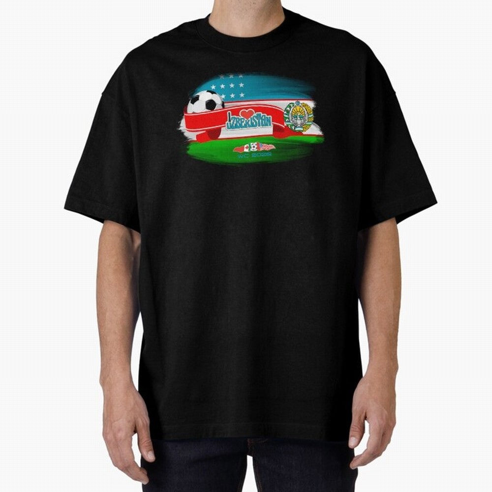UzbekistanWC 2026 Oversized T-Shirt Represent FIFA World Cup 2026 for Fans of Messi, Neymar and Mbappe and England and Germany, Bringing Tournament Hype, Historic Matchups, Family Viewing Parties and Global Sports Pride; Perfect for Supporters Who