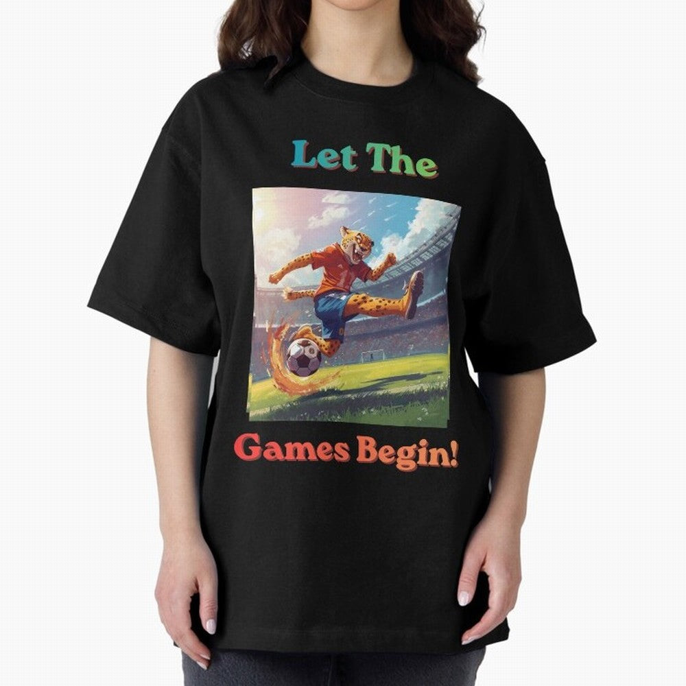 Let The Games Begin ¨C World Cup Soccer 2026 Oversized T-Shirt Bring Home Global Football Passion for FIFA World Cup 2026 Group Stage, Built around Messi and Cristiano Ronaldo, Portugal, Football Festival Excitement, Trophy Ambitions, Country