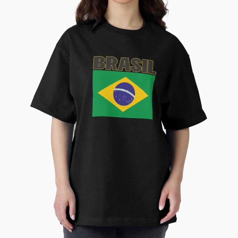 Brasil Flag Oversized T-Shirt Carry National Pride through Global Football Passion for FIFA World Cup 2026, Centered on Cristiano Ronaldo, Haaland and CR7, Spain and Netherlands, Stadium Memories, Football Loyalty, International Chants and