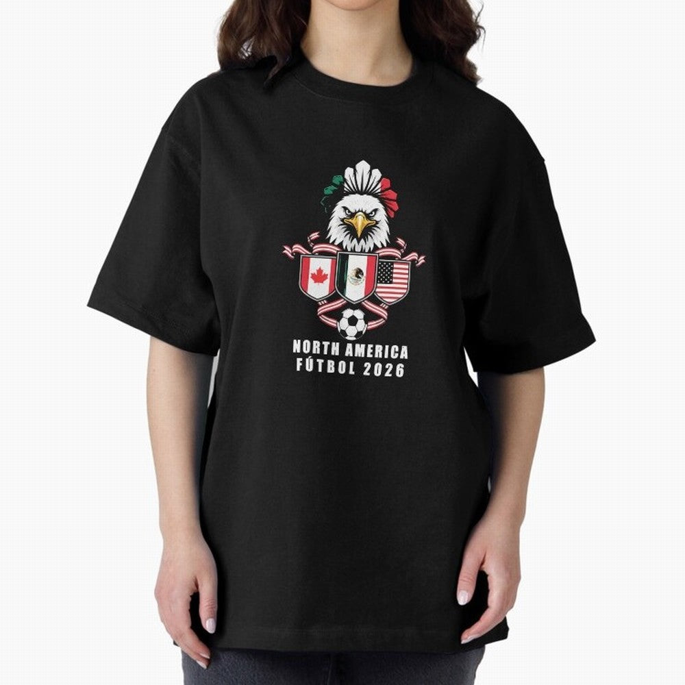 North America Football Spirit 2026 T-Shirt_82768088 Oversized T-Shirt Celebrate National Team Dreams in Global Football Passion for FIFA World Cup 2026, Inspired by Haaland, Argentina and Brazil, Football Passion, Legendary Performances, Festival