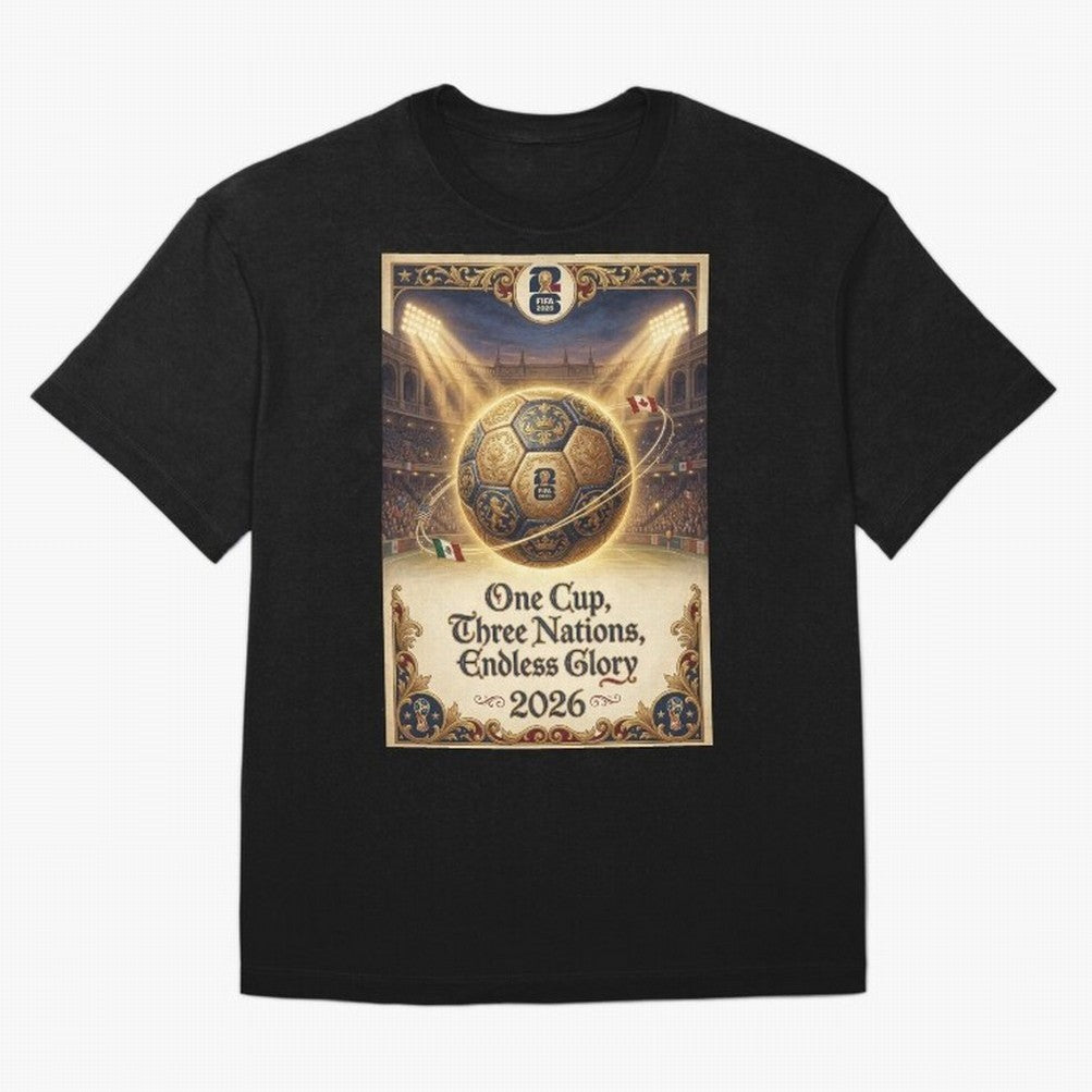 FIFA World Cup 2026 Poster Oversized T-Shirt Follow the Final Road of the FIFA World Cup 2026 USA Canada Mexico Journey through Messi, Neymar and Mbappe Highlights, Portugal Pride, Football History, Final Match Energy, Crowd Noise and Once in a