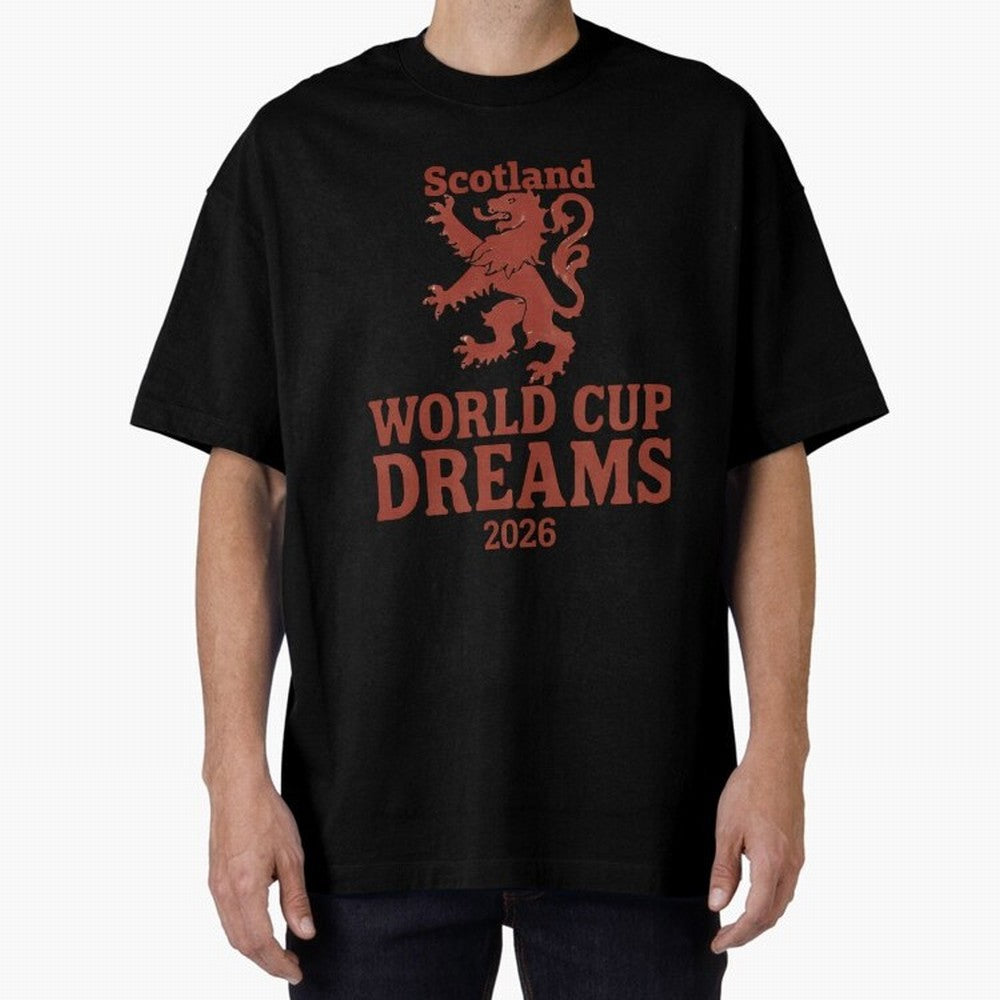 Scotland World Cup Dreams 2026 Oversized T-Shirt Celebrate Global Passion for FIFA World Cup 2026 Built around CR7 and Messi, Spain Energy, Football Festival Excitement, Trophy Ambitions, Country Rivalries and Star Player Buzz; Ideal for Passionate