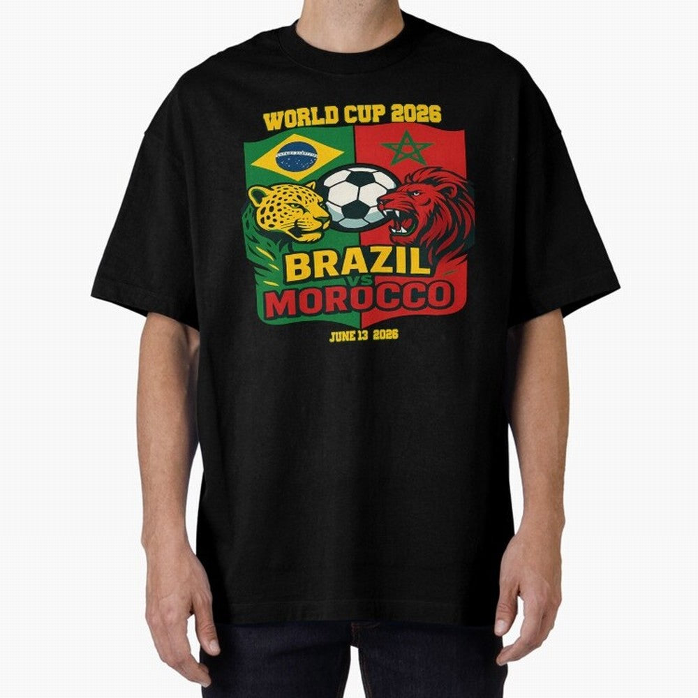 Brazil Vs Morocco June 13 2026 World Cup Soccer We Are Morocco Oversized T-Shirt Celebrate Rivalries and Pride in FIFA World Cup 2026 USA Canada Mexico for Fans of Messi and Cristiano Ronaldo and Argentina, Bringing Football History, Final Match