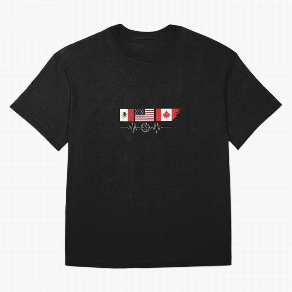 North America Soccer Heartbeat Flags 2026 Cup T-Shirt_82794888 Oversized T-Shirt Show Up for the Glory of the FIFA World Cup 2026 Group Stage Journey through Cristiano Ronaldo, Haaland and CR7 Highlights, Brazil Pride, Classic Soccer Heritage,