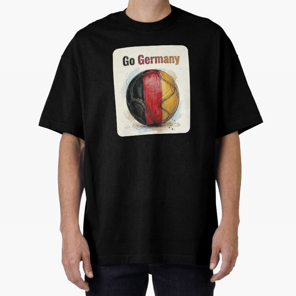 Go Germany Soccer Ball Flag | German Football Fan Graphic Tee Oversized T-Shirt Upgrade Match Day Hype around FIFA World Cup 2026 USA Canada Mexico, CR7, Brazil, Portugal and Argentina, Worldwide Fan Energy, Dramatic Goals, Stadium Lights and