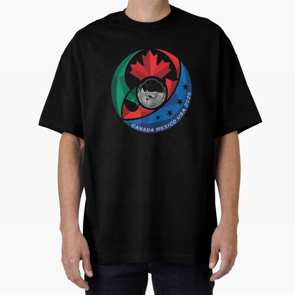 Canada Mexico USA 2026 Round Soccer Emblem Cup T-Shirt_83488590 Oversized T-Shirt Bring Match Day Fire to Match Day Hype around FIFA World Cup 2026, Messi and Cristiano Ronaldo, England, France and Netherlands, Tournament Hype, Historic Matchups,