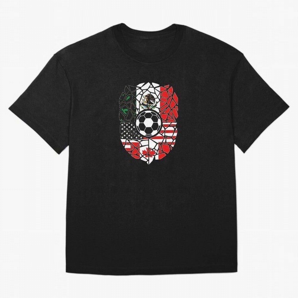 Mosaic Soccer Crest USA Canada Mexico Unity 2026 T-Shirt_82794688 Oversized T-Shirt Follow Every Goal of FIFA World Cup 2026 Group Stage for Fans of Haaland and Mbappe and Brazil, Portugal and Argentina, Bringing Goal Celebration Energy, Supporter