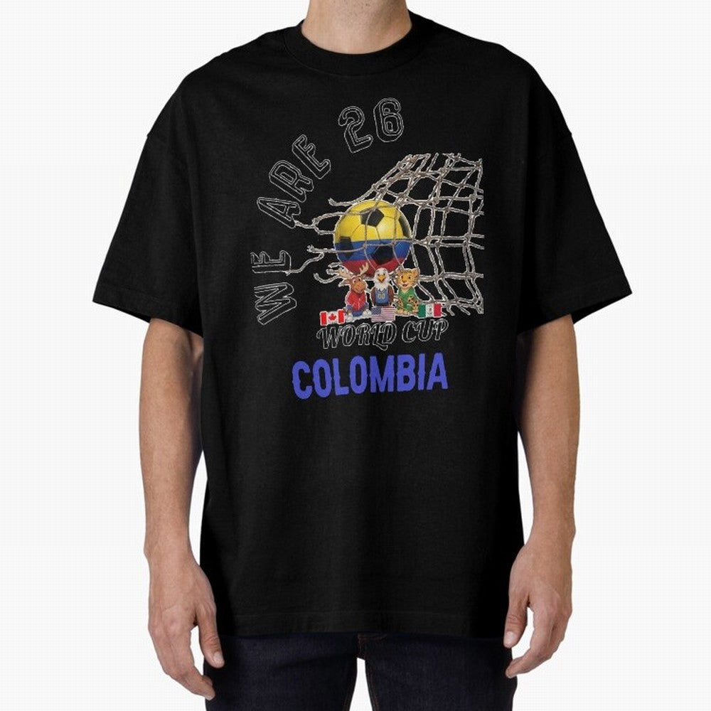 World cup 26 - Colombia Oversized T-Shirt Celebrate Fan Culture around FIFA World Cup 2026 for Fans of Messi and Argentina, Bringing Championship Spirit, Famous Goals, Roaring Crowds and International Football Unity; Perfect for Fans, Collectors,